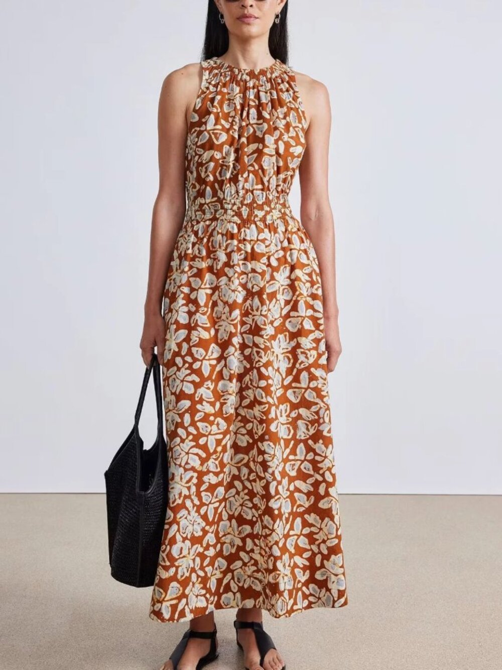 Apiece Apart Bali Tank Dress in Floras Dabu Spice Print